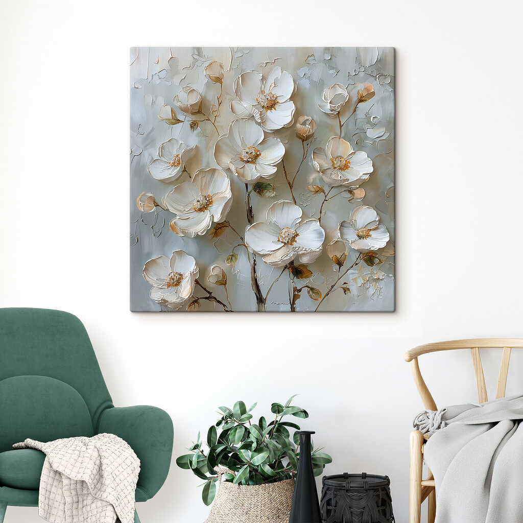 Painting of white flowers Painting of white flowers
