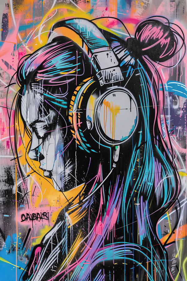 Graffiti ženy se sluchátky Graffiti ženy se sluchátky