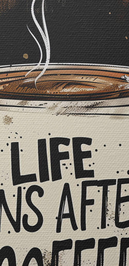 Coffee mug with a steamy liquid in it