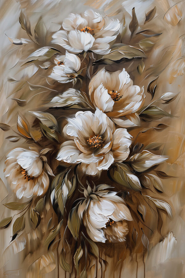 Painting of flowers and leaves Painting of flowers and leaves
