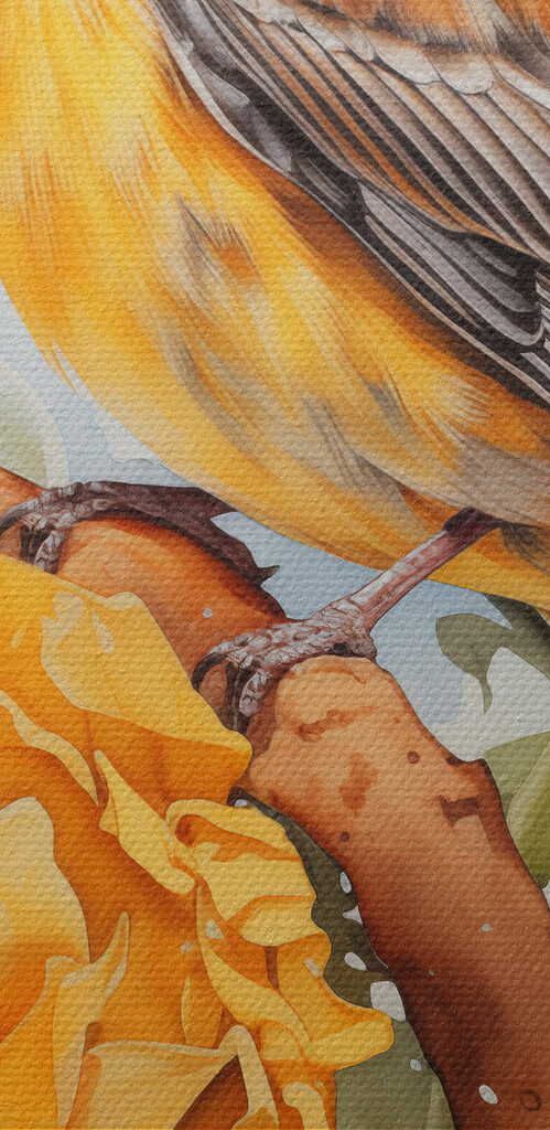 Bird on a branch with flowers