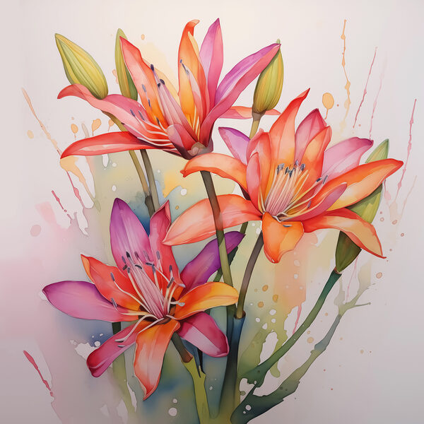 Canvas prints Painting of flowers on a white background Canvas prints Painting of flowers on a white background