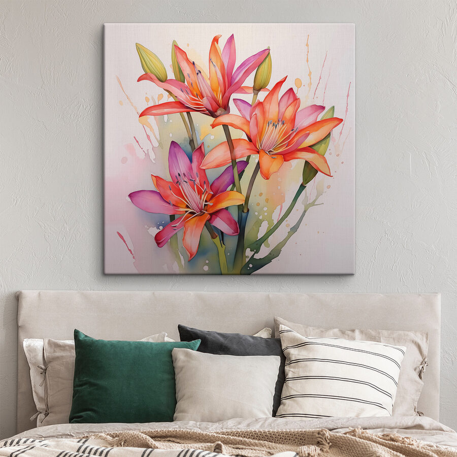 Canvas prints Painting of flowers on a white background