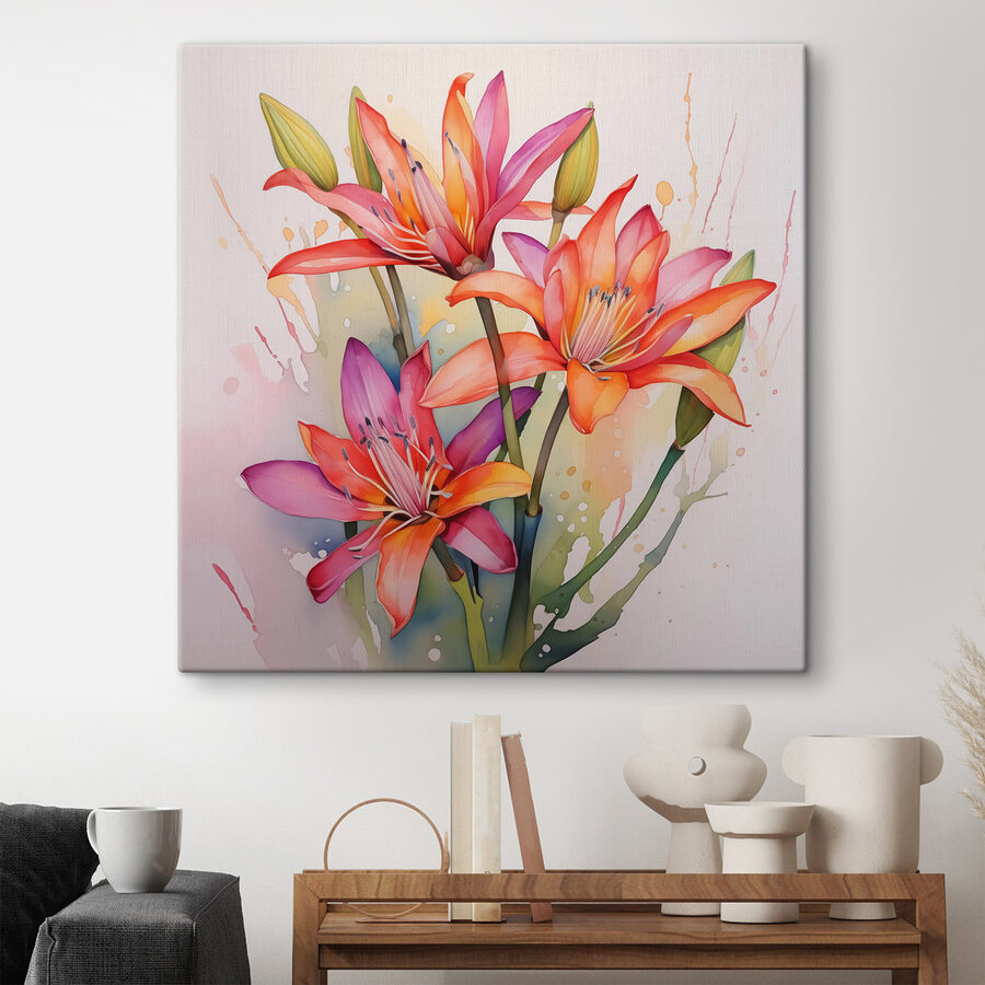 Canvas prints Painting of flowers on a white background