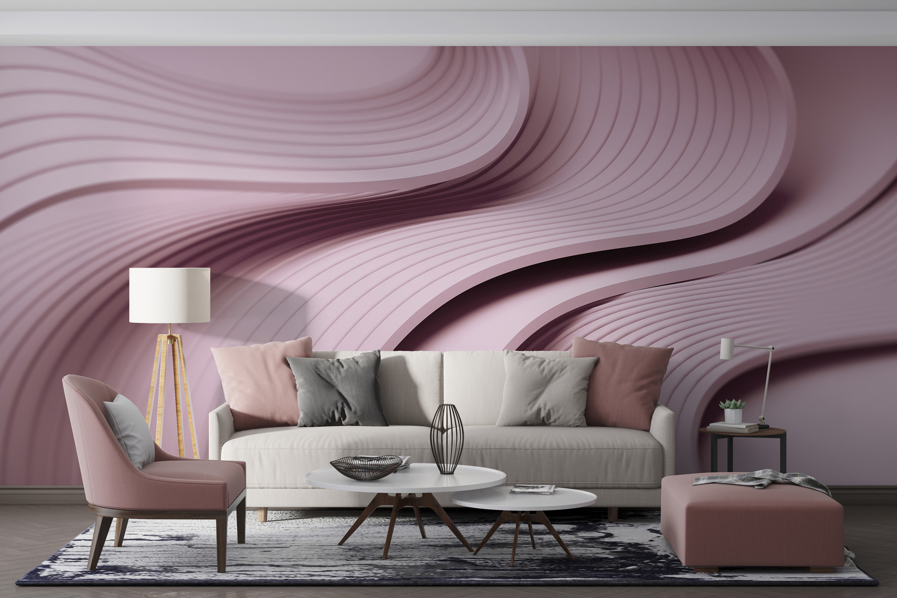 Pink and white wavy lines Pink and white wavy lines