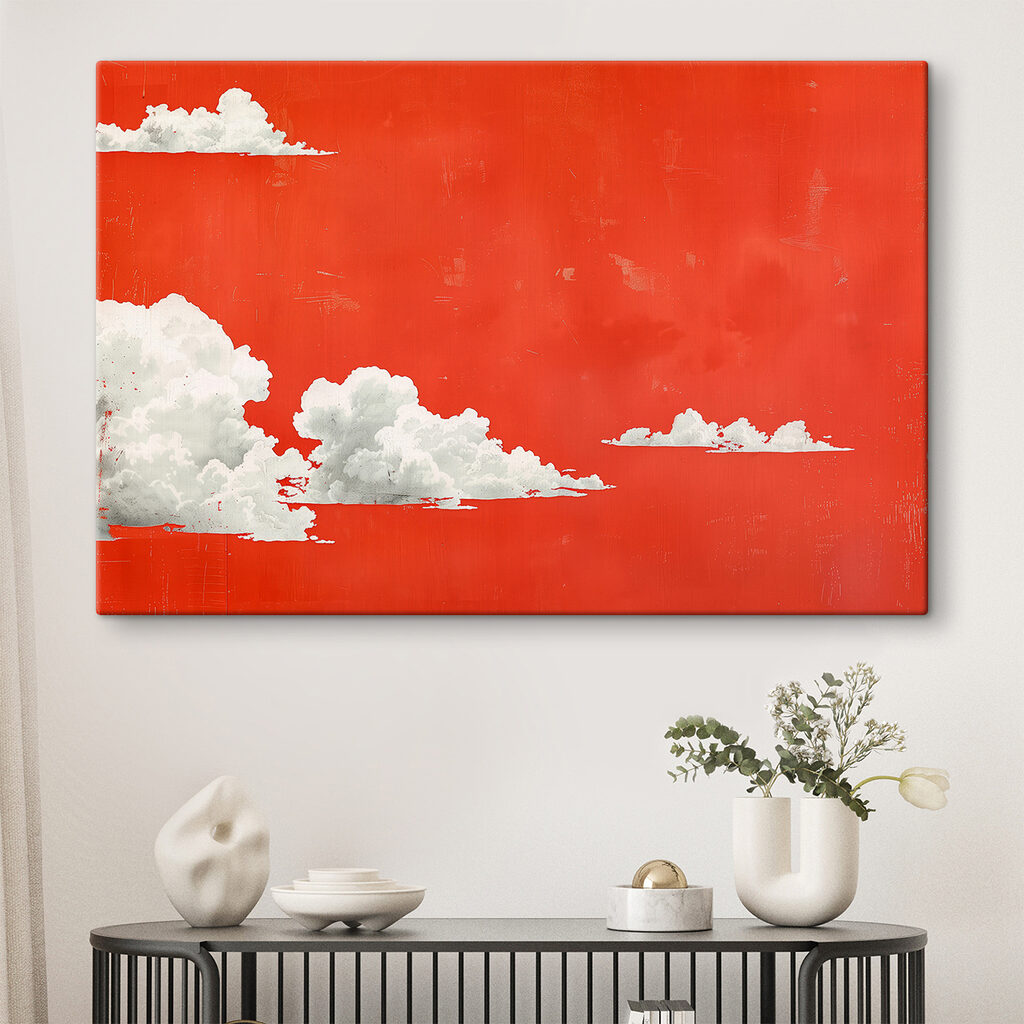 White clouds on a red background White clouds on a red background
