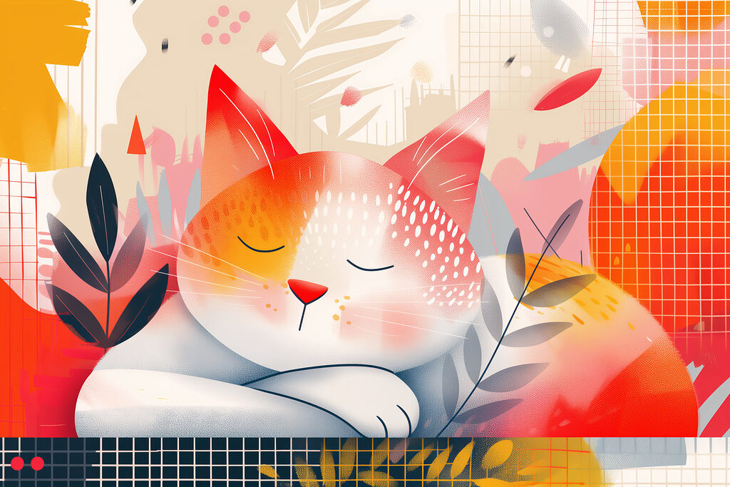 Dreamy cat amidst vibrant colors Dreamy cat amidst vibrant colors