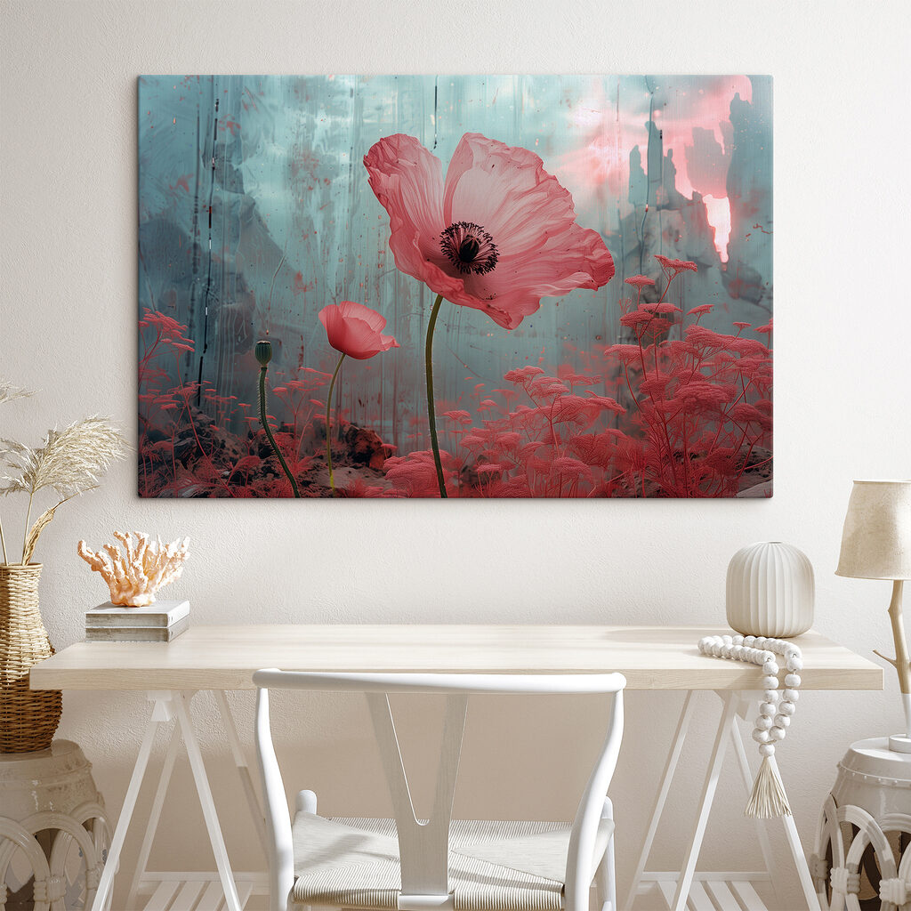 Pink flowers in a field
