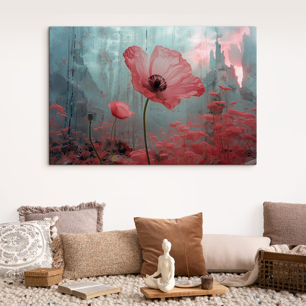 Pink flowers in a field