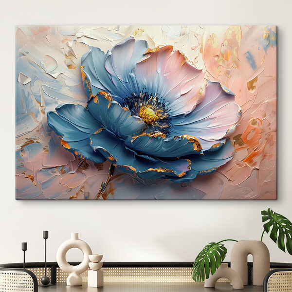 Blue petals adorn the canvas Blue petals adorn the canvas
