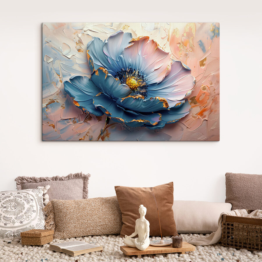 Blue petals adorn the canvas Blue petals adorn the canvas