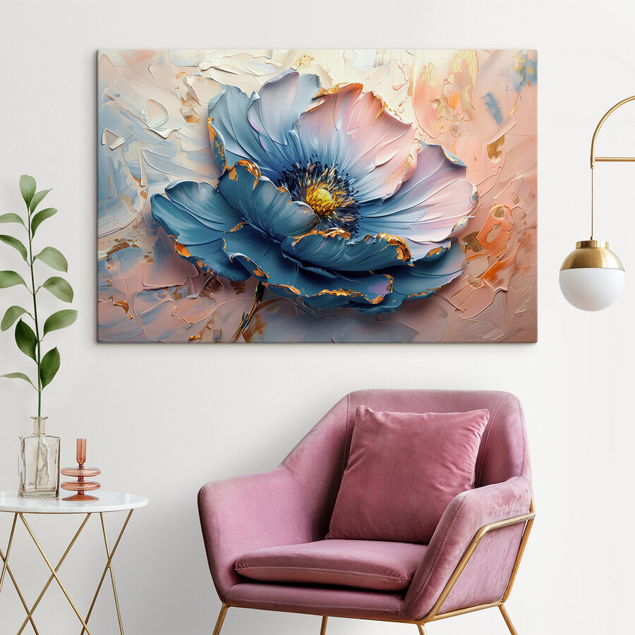 Blue petals adorn the canvas Blue petals adorn the canvas