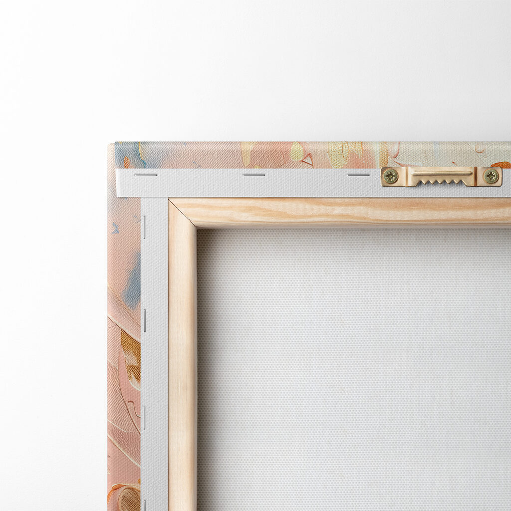 Blue petals adorn the canvas