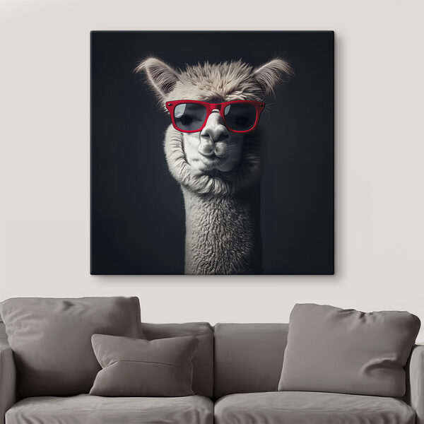 Lama s červenými slunečními brýlemi Lama s červenými slunečními brýlemi