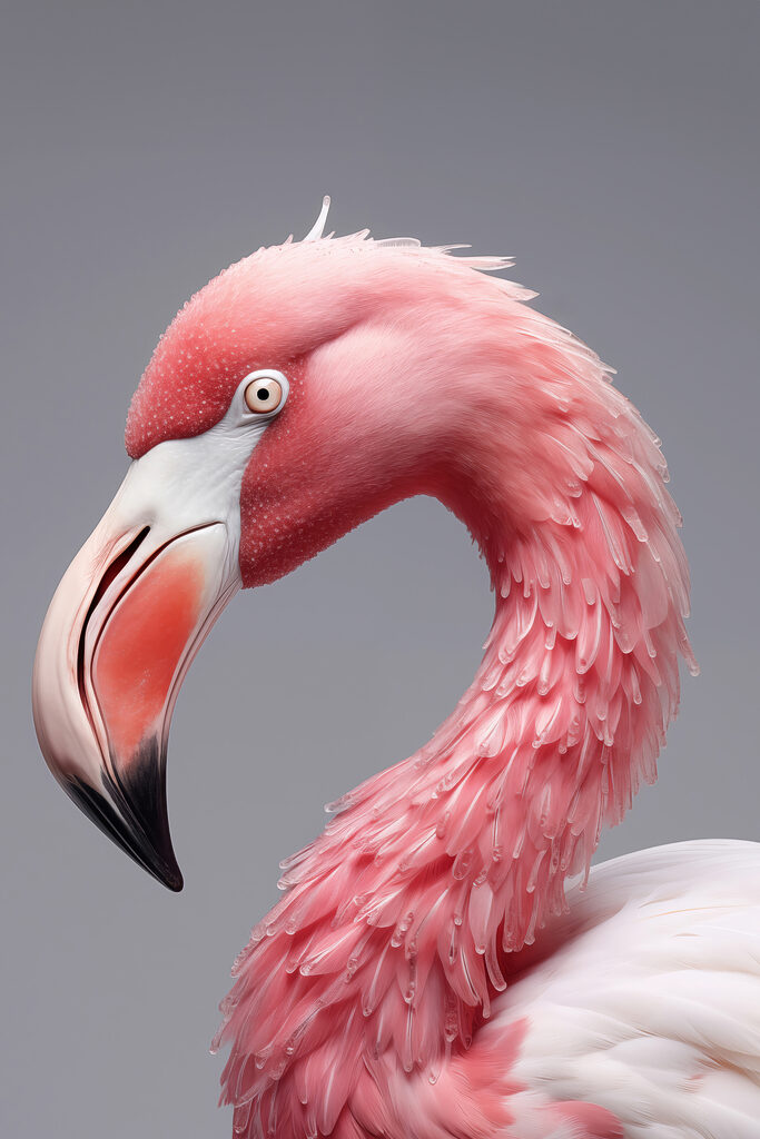Close up of a pink flamingo