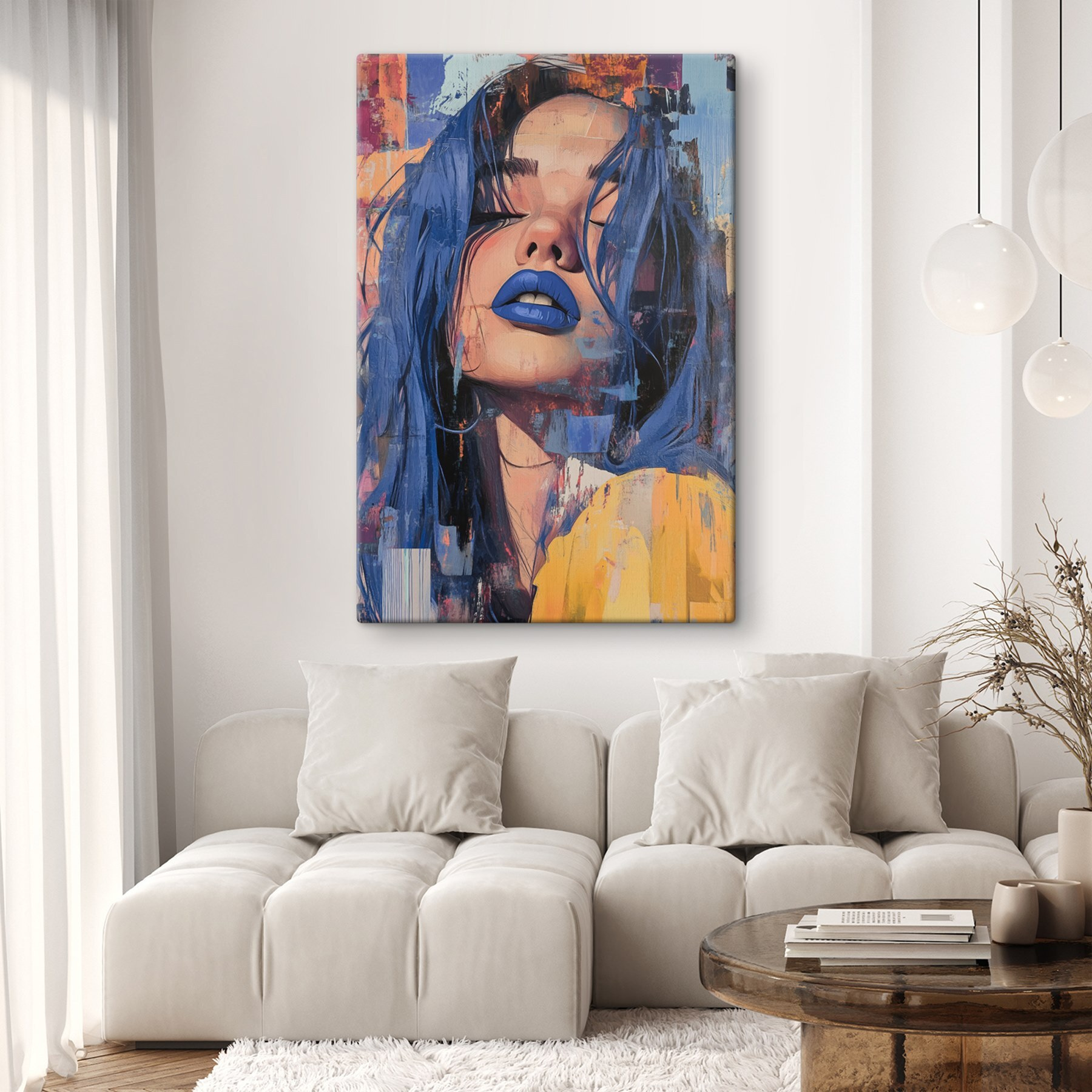 Woman with blue hair and blue lipstick Woman with blue hair and blue lipstick