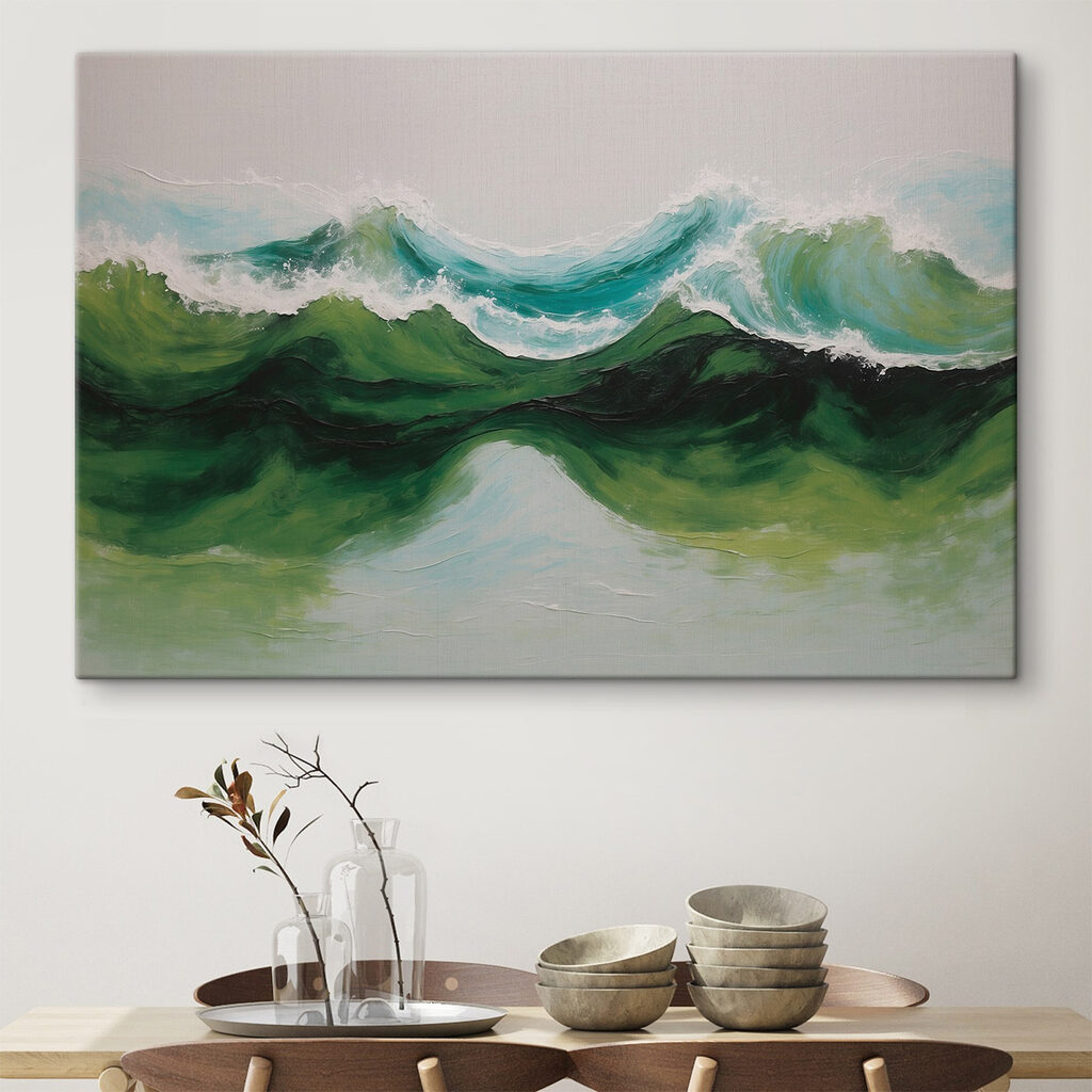 Painting of green and blue waves Painting of green and blue waves