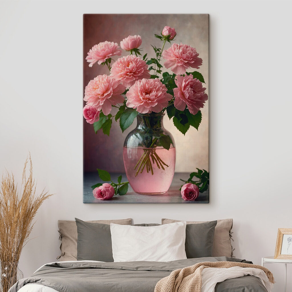 Vase with pink flowers