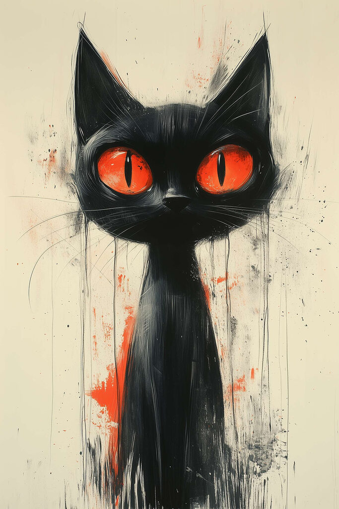 Black cat with red eyes