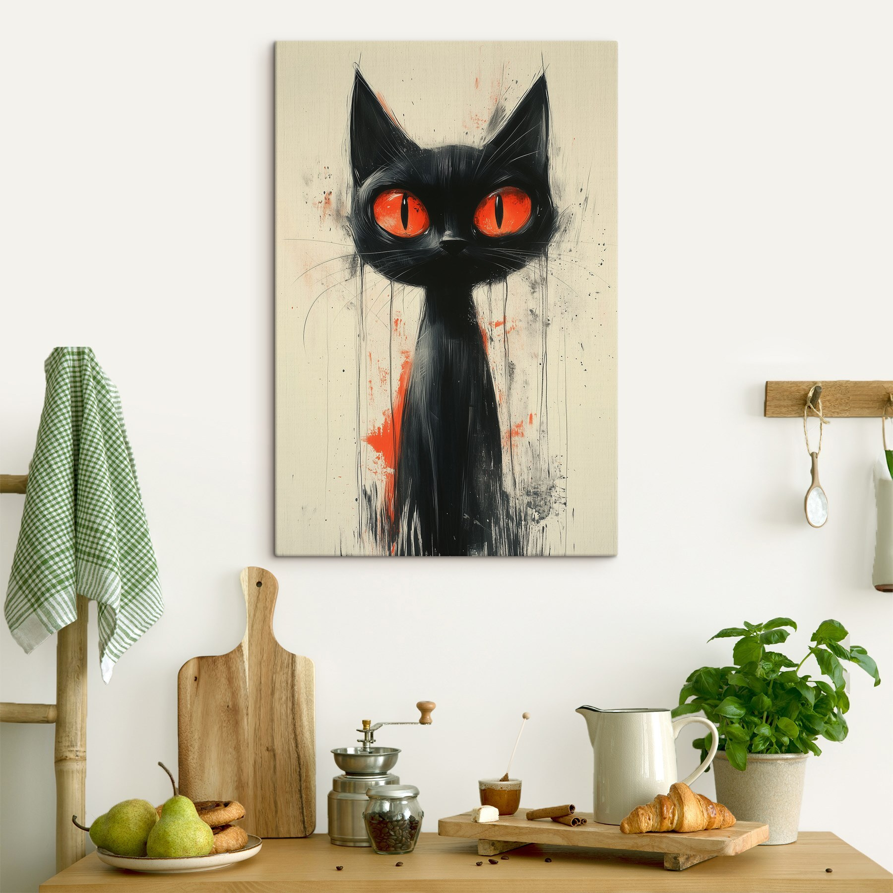 Black cat with red eyes