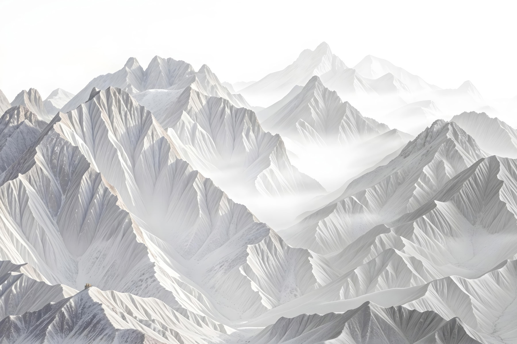 Snowy mountain range with clouds