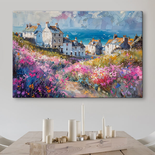 Obraz vesnice s květinami s41090piq30 600x600 - Obraz vesnice s květinami