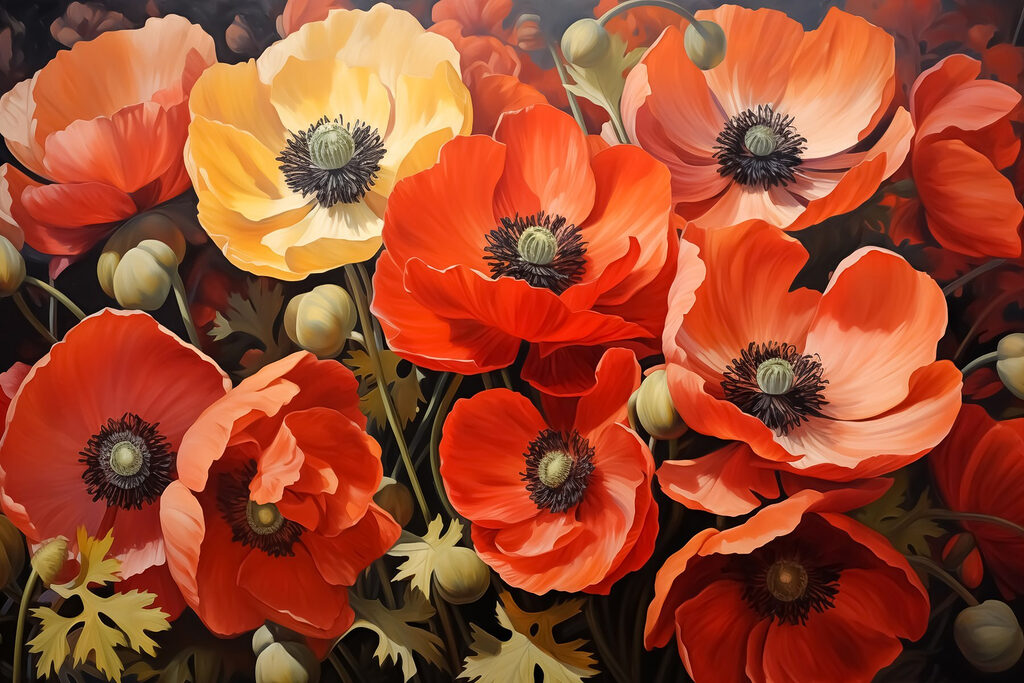 Vibrant poppies in full bloom Vibrant poppies in full bloom