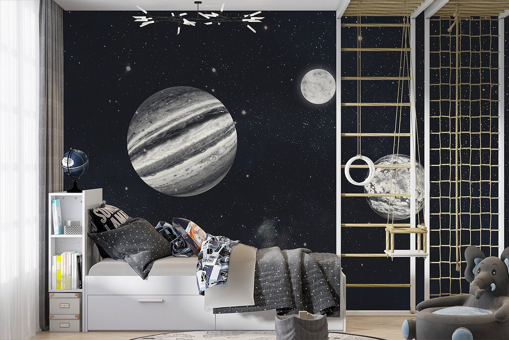 Planets in space with stars