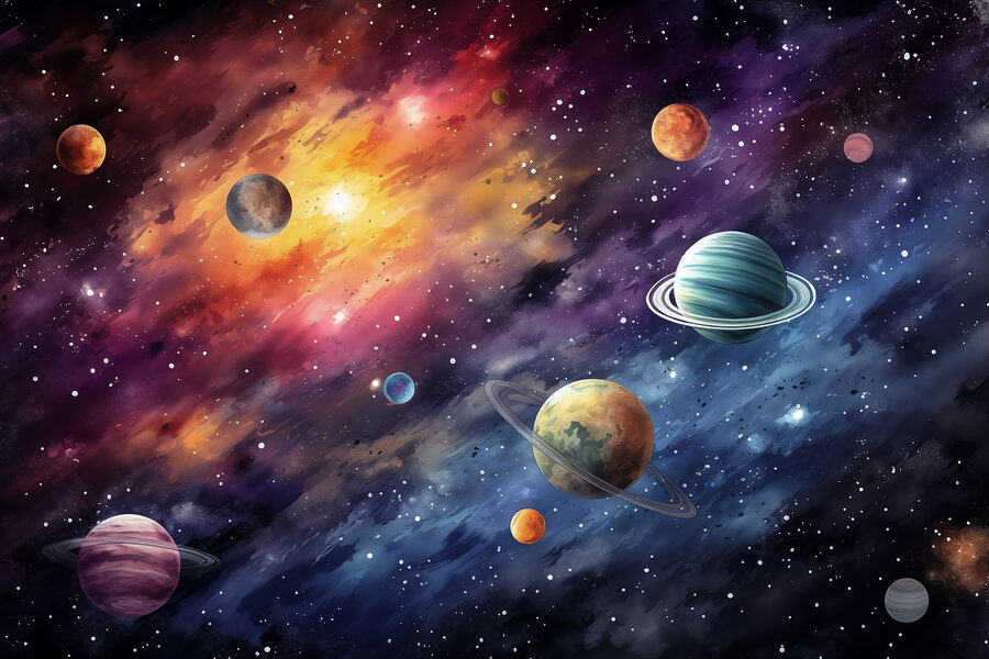 Planety na obloze s planetami