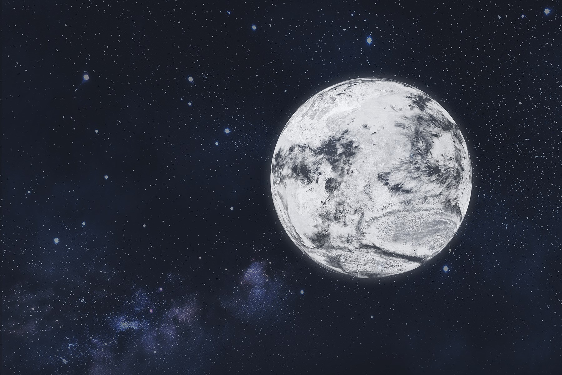 Moon in space with stars Moon in space with stars