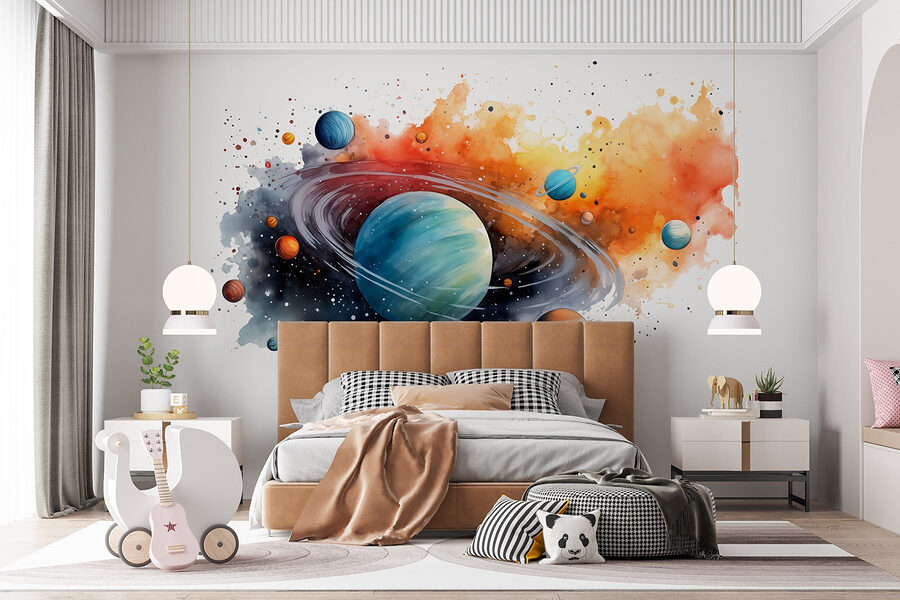Akvarel planet a hvězd Akvarel planet a hvězd