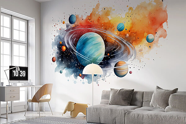 Akvarel planet a hvězd Akvarel planet a hvězd