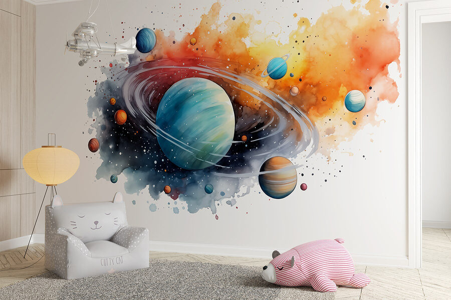 Akvarel planet a hvězd Akvarel planet a hvězd