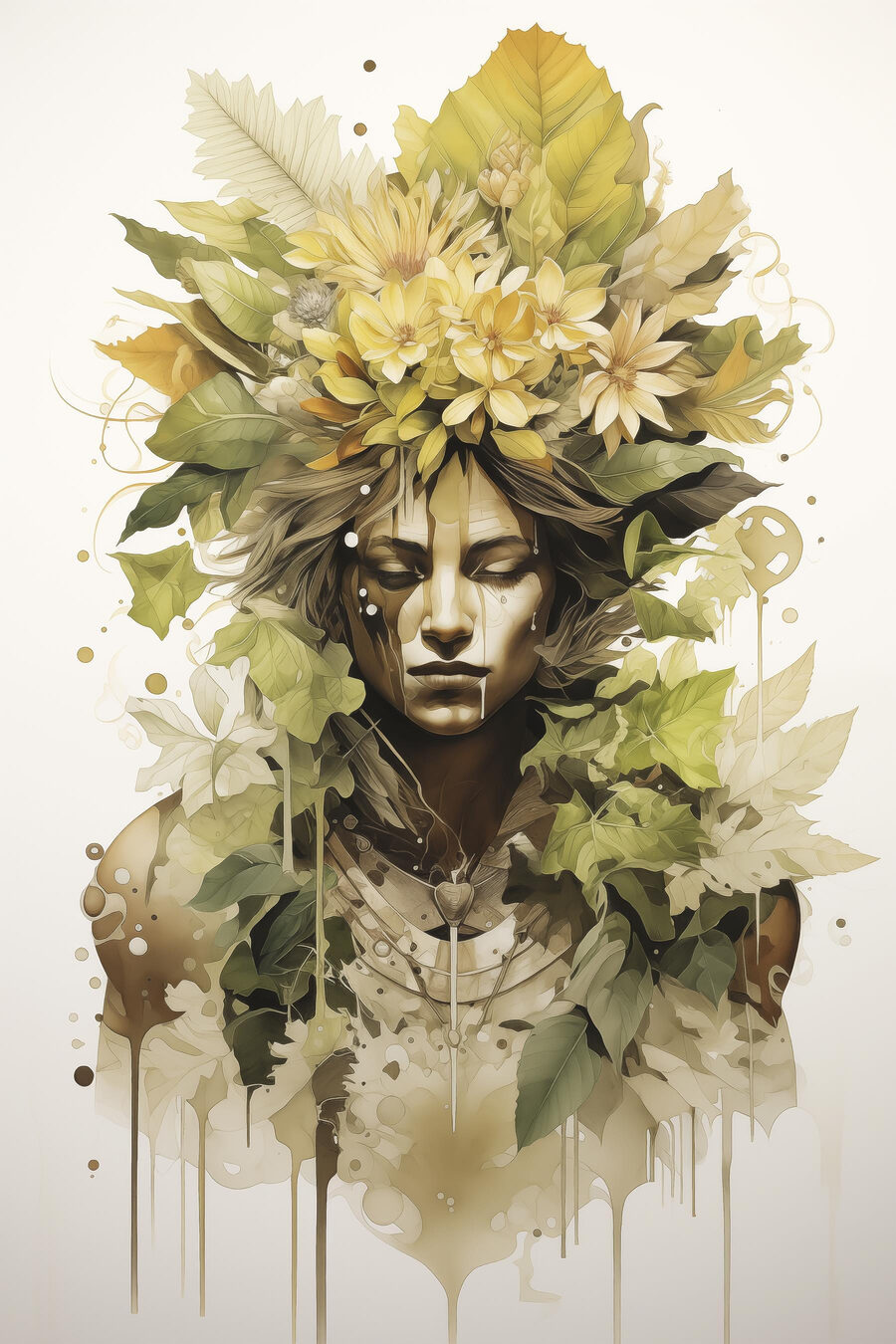 Woman with flowers in her hair Woman with flowers in her hair