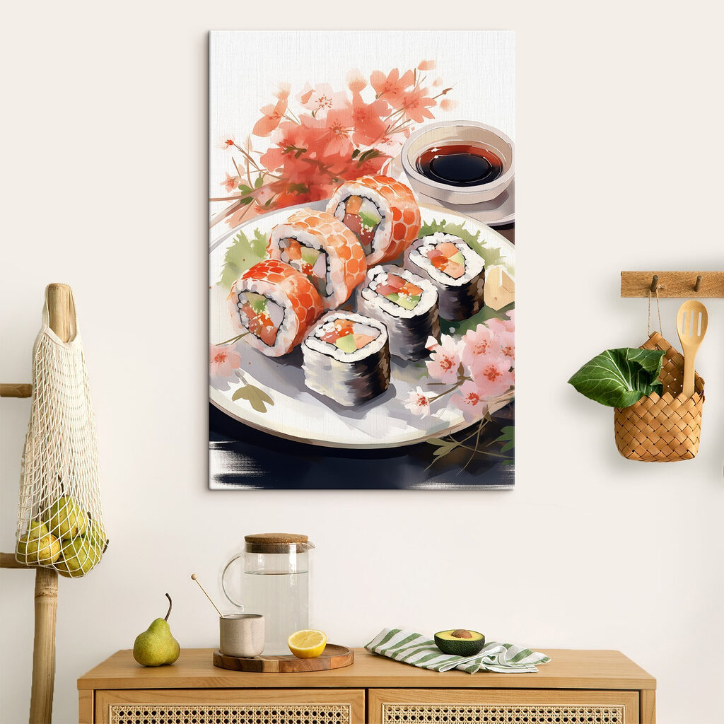 Plate of sushi and sauce Plate of sushi and sauce