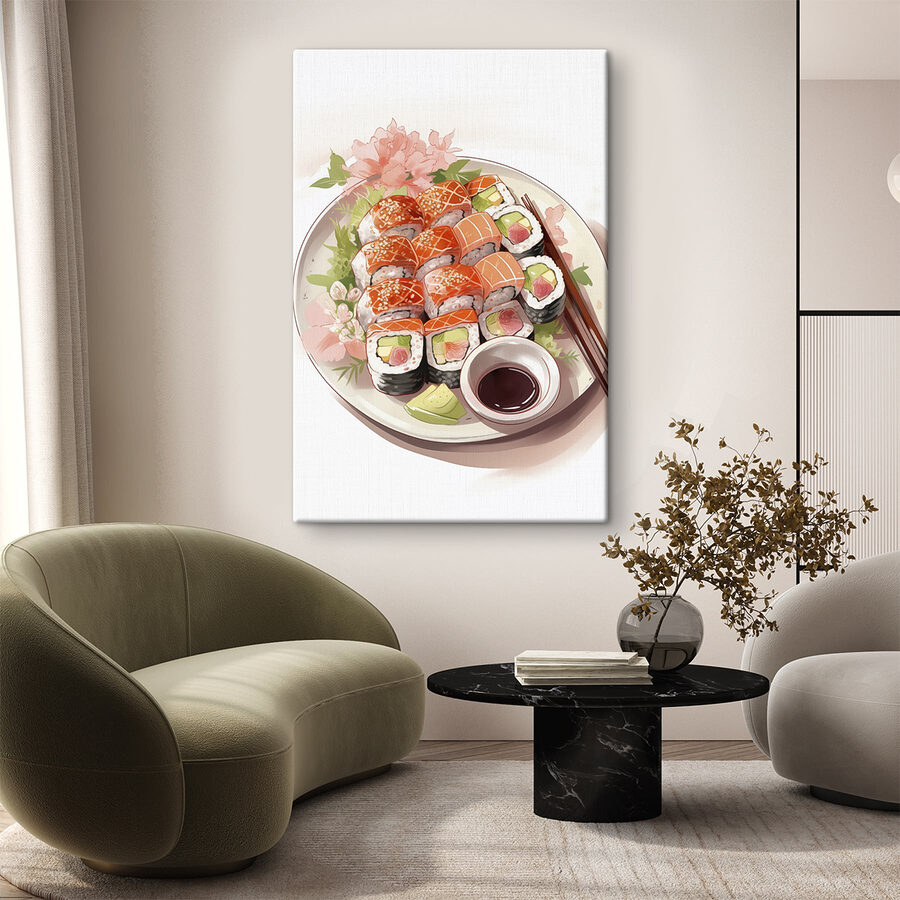 Obraz Talíř sushi s hůlkami