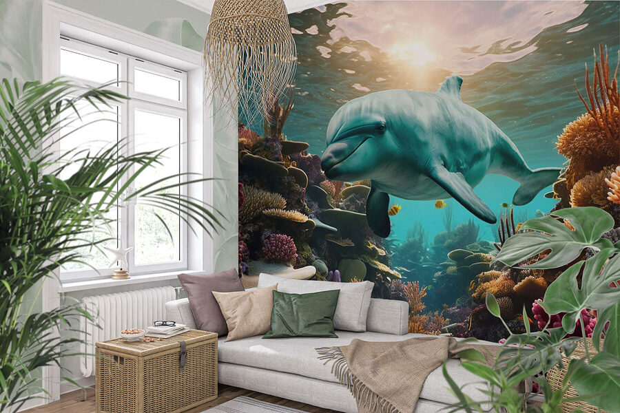 Delfín plavající v oceánu