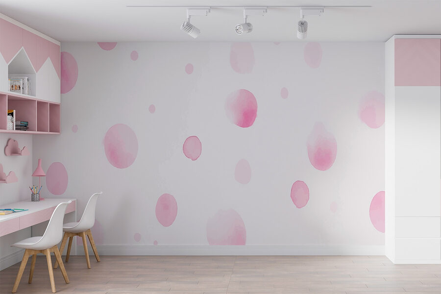 Růžová a bílá polka dot tapety