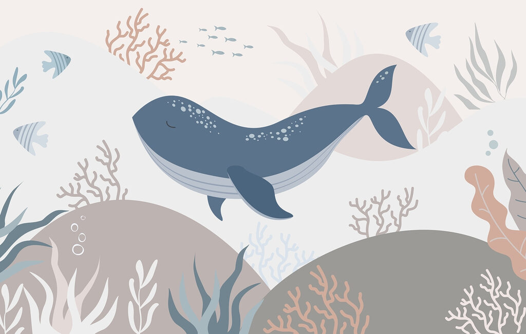 Velryba plavající v oceánu Velryba plavající v oceánu