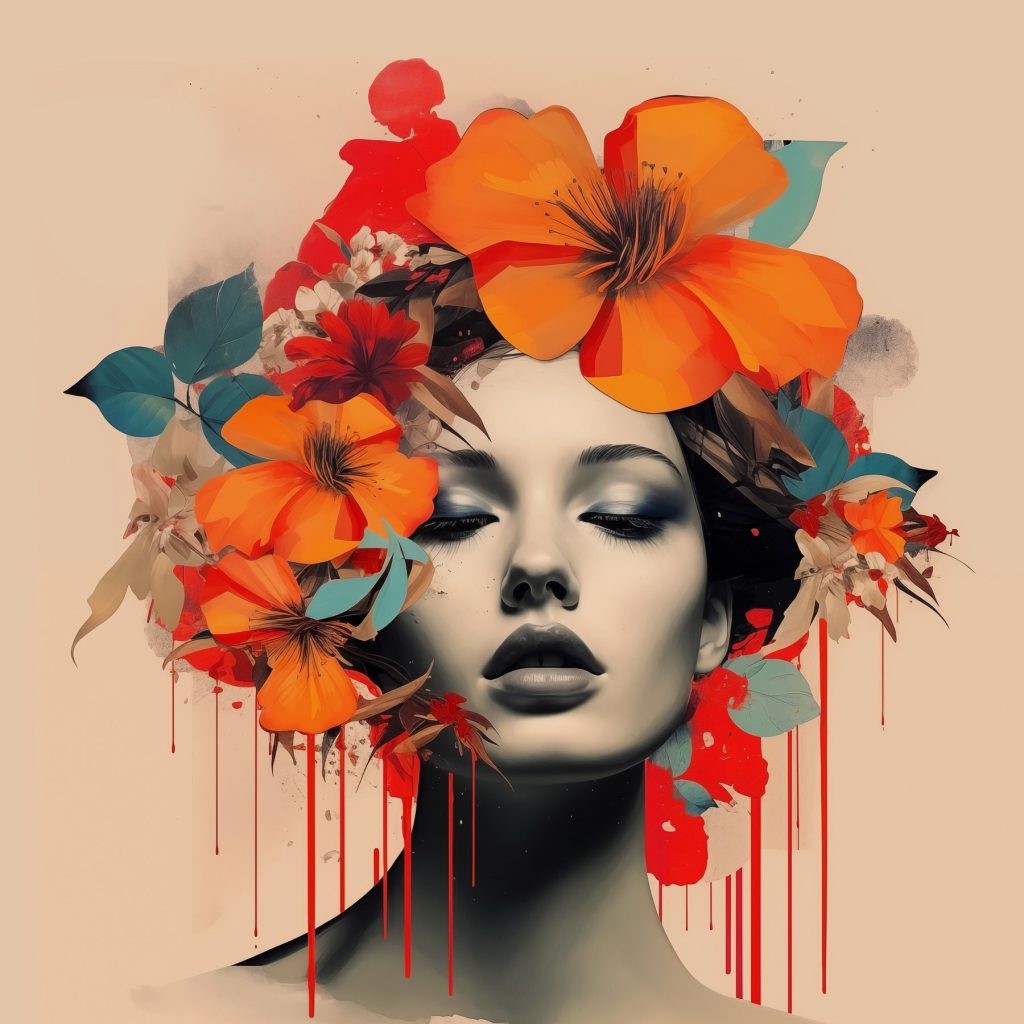 Woman with flowers in her hair Woman with flowers in her hair