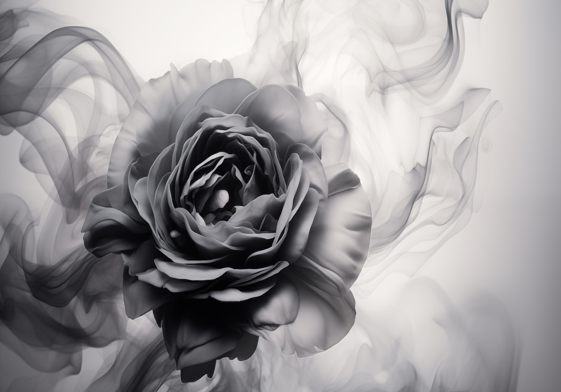 Black and white image of a rose