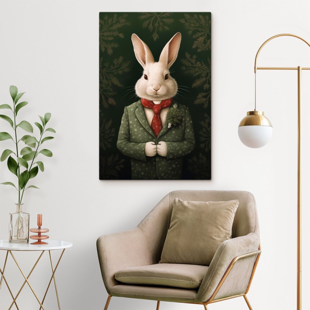 Rabbit wearing a suit and tie
