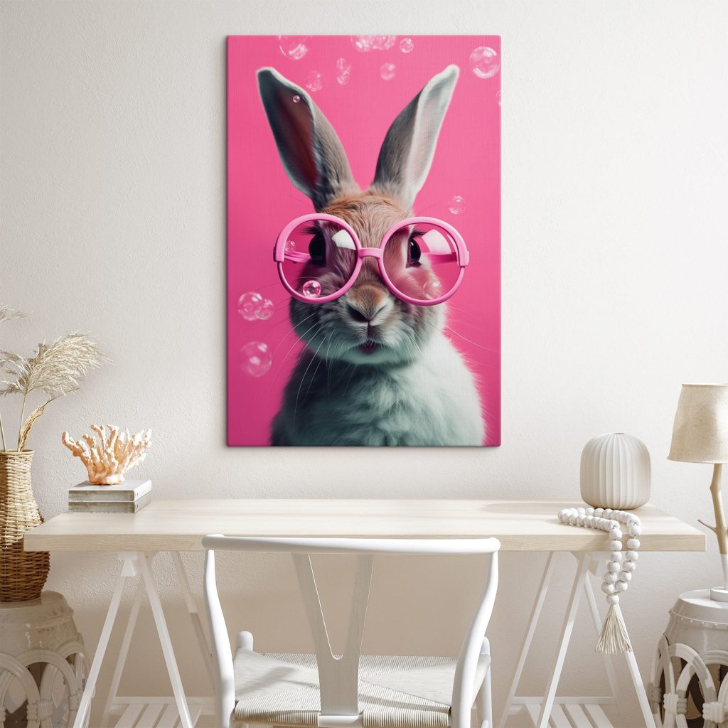 Rabbit wearing pink glasses