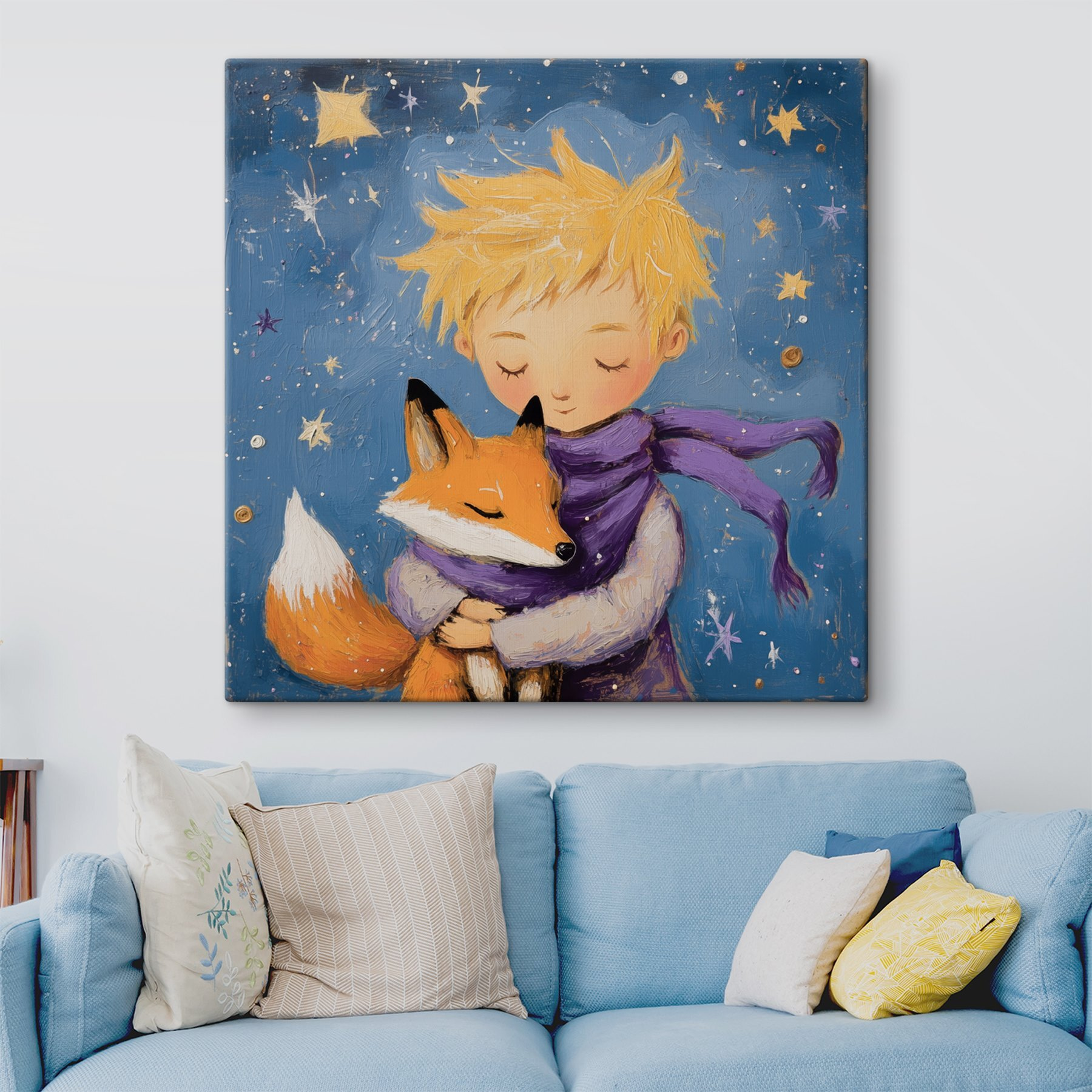 Boy hugging a fox