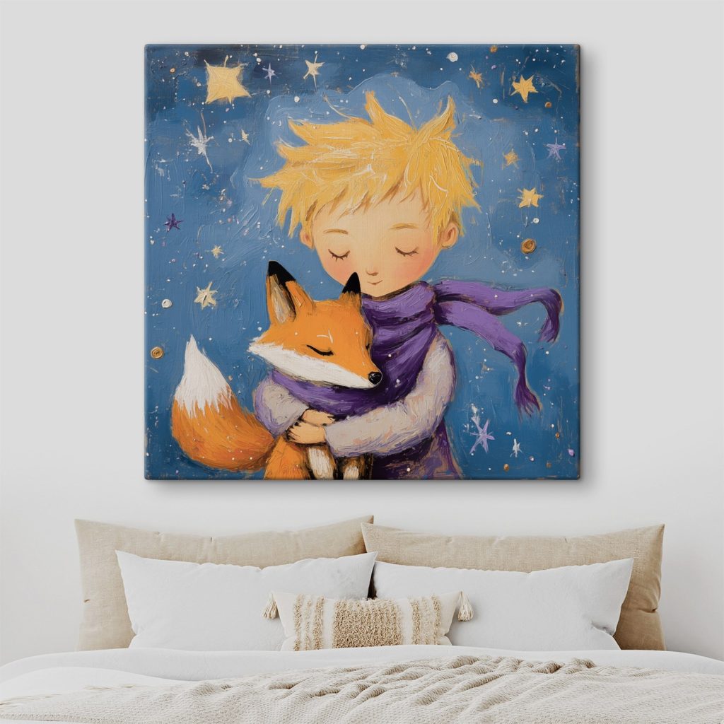 Boy hugging a fox