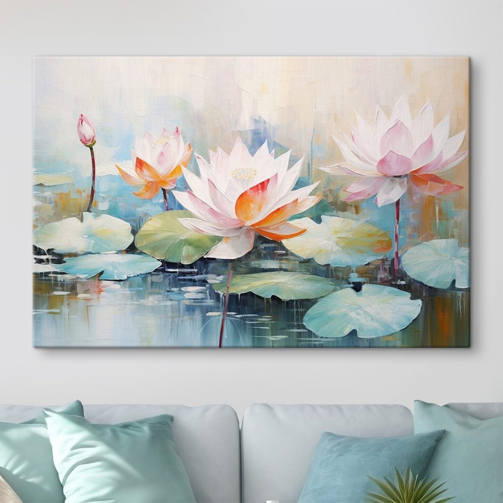 Painting of flowers on water