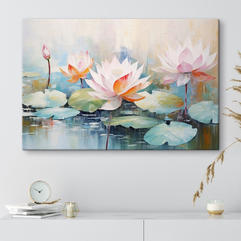 Painting of flowers on water