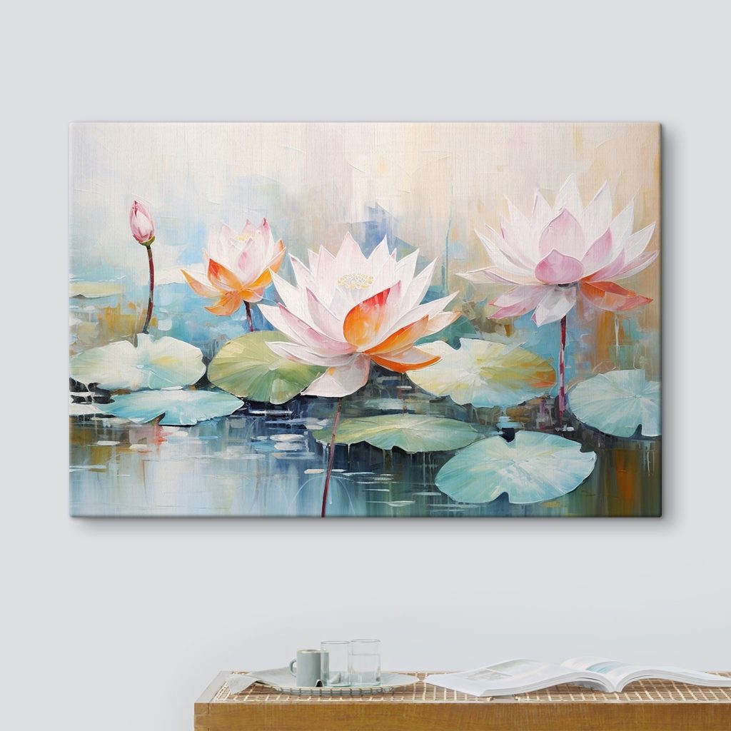 Painting of flowers on water