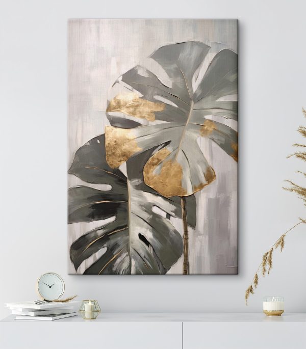 Abstraktní monstera s kovovými akcenty Abstraktní monstera s kovovými akcenty