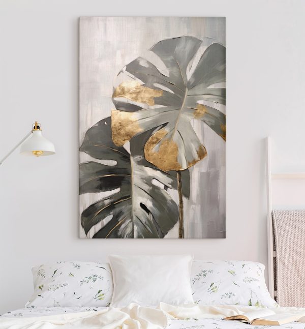 Abstraktní monstera s kovovými akcenty Abstraktní monstera s kovovými akcenty